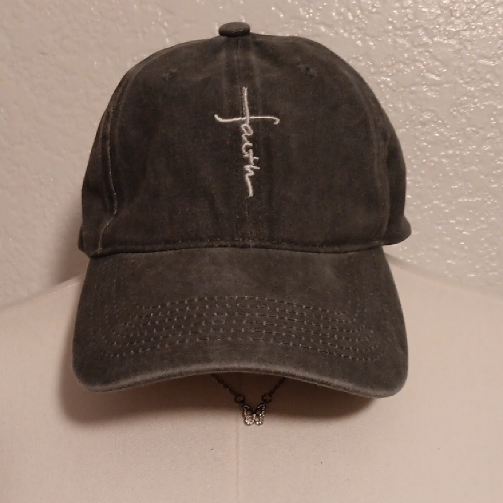 SHEIN Preloved Gray Embroidered Cap